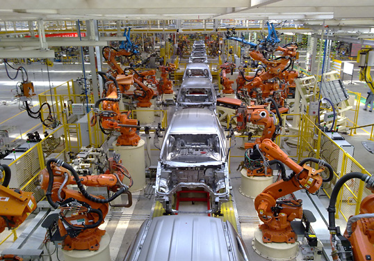 Robots assembling cars